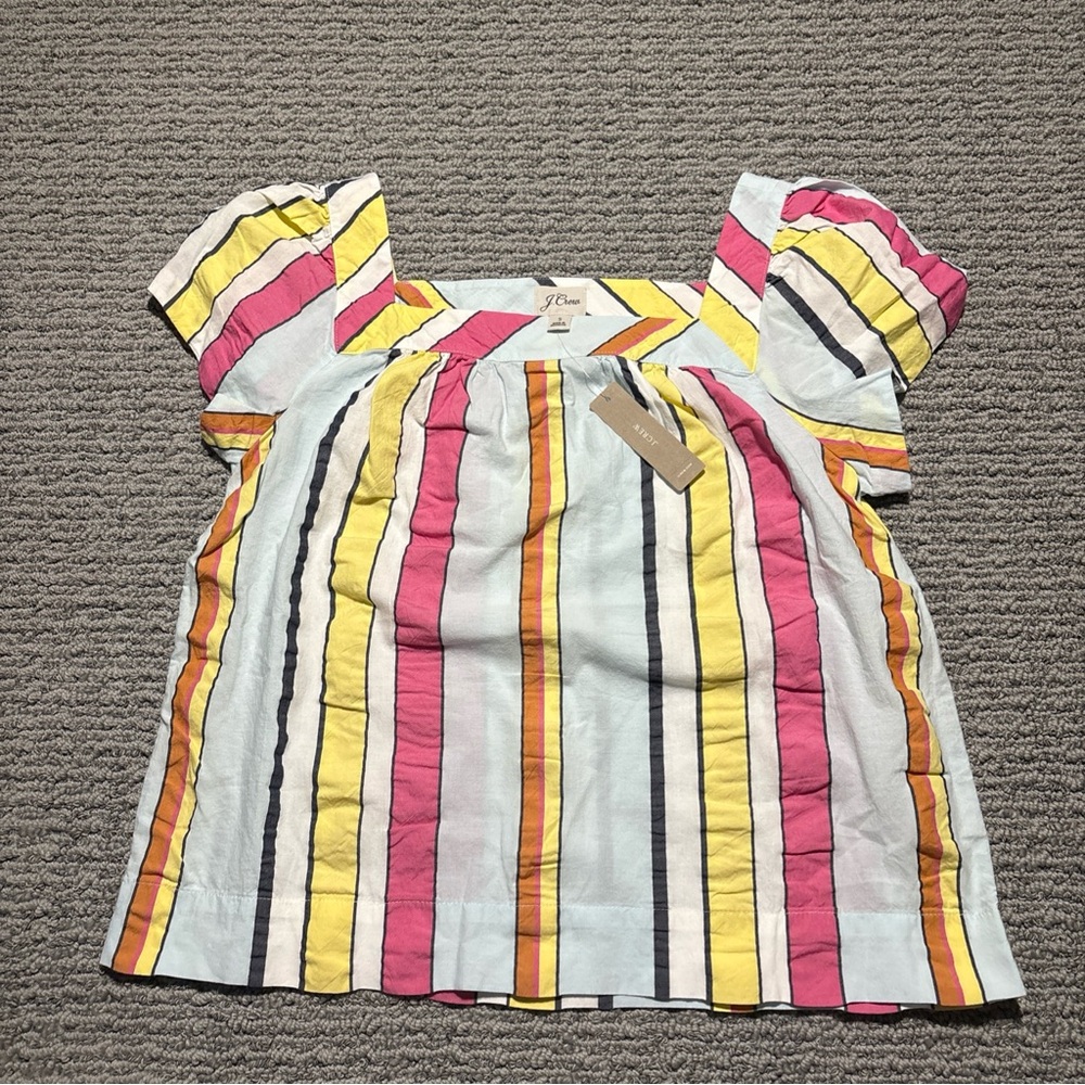 J.Crew Women’s Multi Colored Striped Square Neck Blouse Size Small- NWT